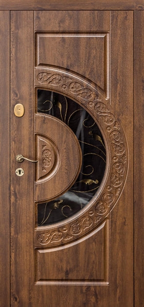 Дверь с ковкой и стеклом KS-052